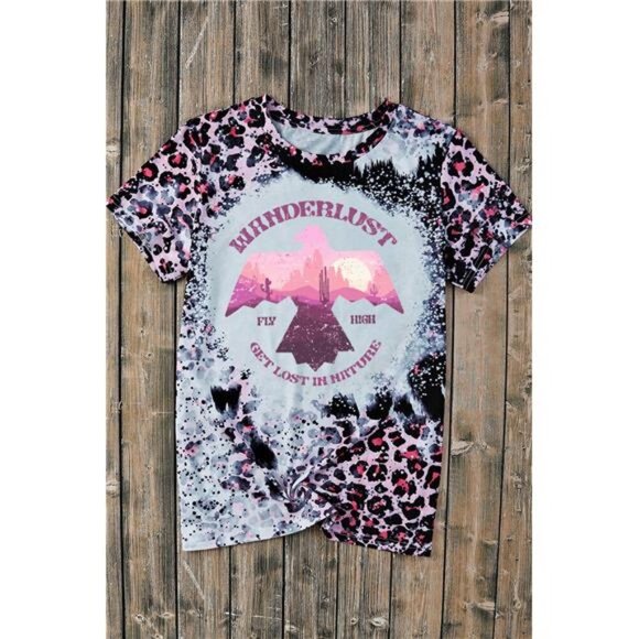 Leopard Round Neck Short Sleeve T-Shirt - Picture 4 of 5